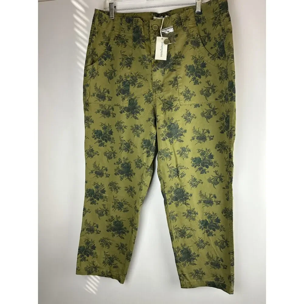 NWT Sundance Berenice Everyday Floral Pants Green Ankle Pant Women’s Size 16 - Picture 2 of 7